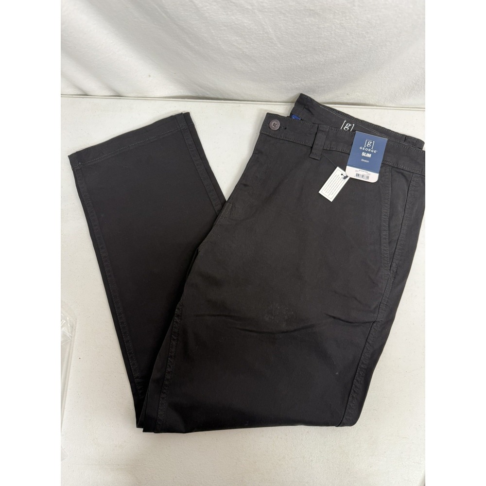 George Mens Slim stretch Chino Pants Black, cotton NWT size 40x30